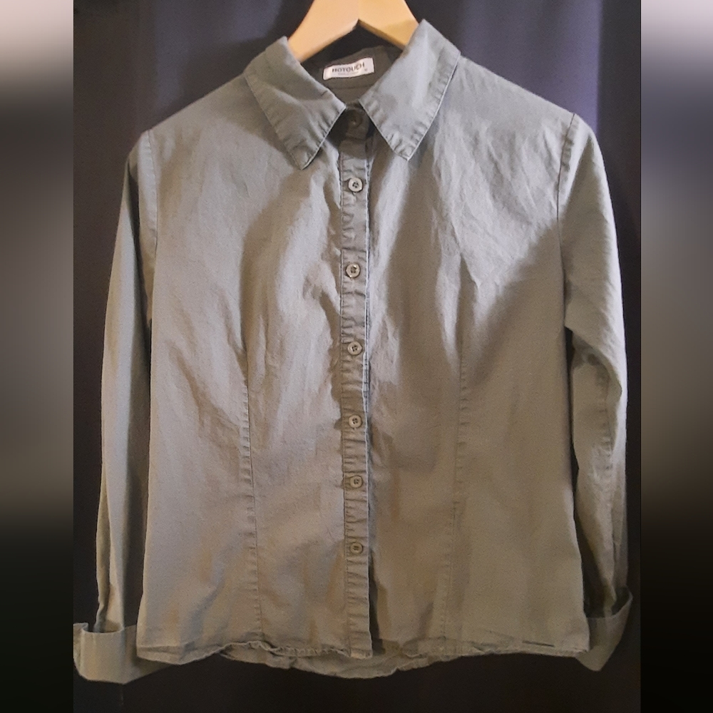 Deep green button down shirt